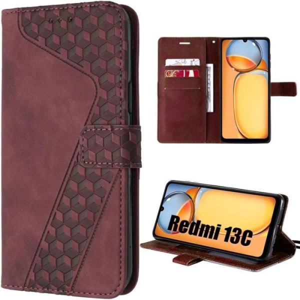 Coque - Xiaomi - Redmi 13C - Röd - Magnetiskt Etui - PU Läder med Stöd Röd