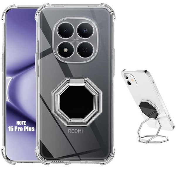 Siliconfodral för Xiaomi Redmi Note 15 Pro Plus 5G, med Multi-Angle Stöd Silver Argenté, Transparent