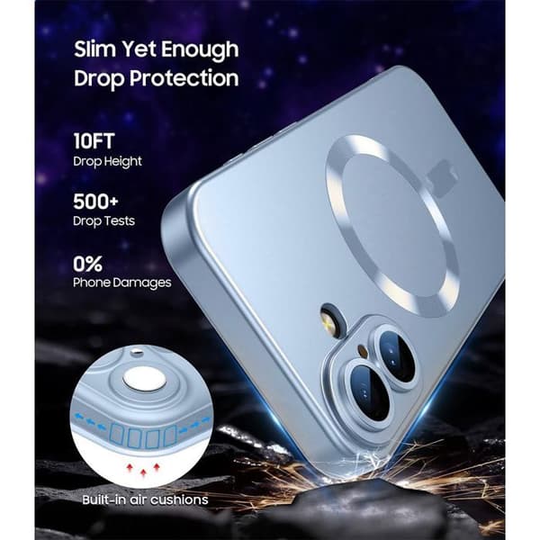 Skyddande Skal - E.F.Connection - för iPhone 17 Pro - TPU med Blå Magnetisk Cirkel - 2 Glas Blå