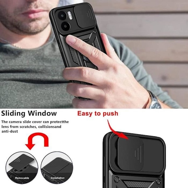 Skyddshölje - E.F.CONNECTION - för Xiaomi Redmi A1/Redmi A2 - Svart - Hårt - Härdat glas Svart