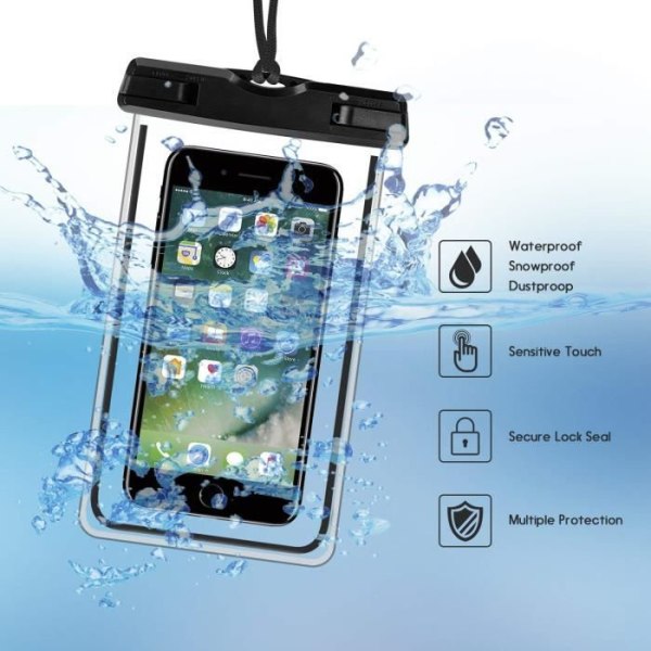 Vandtætte poser - Juce - Universal - Kompatibel iPhone/Samsung - Sort - Blød Svart