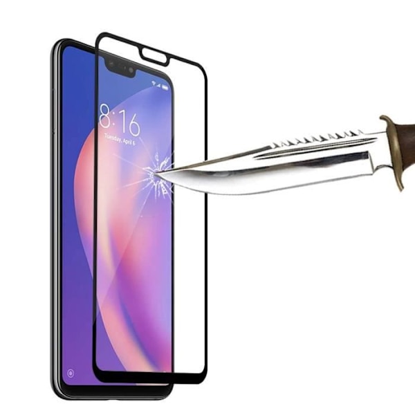 Vcomp - Til Xiaomi Mi 8 Lite/ Mi8 Youth/ Mi 8X 6,26": Parti/pakke med 2 farvede hærdet glasskærmbeskyttere - SORT SVART