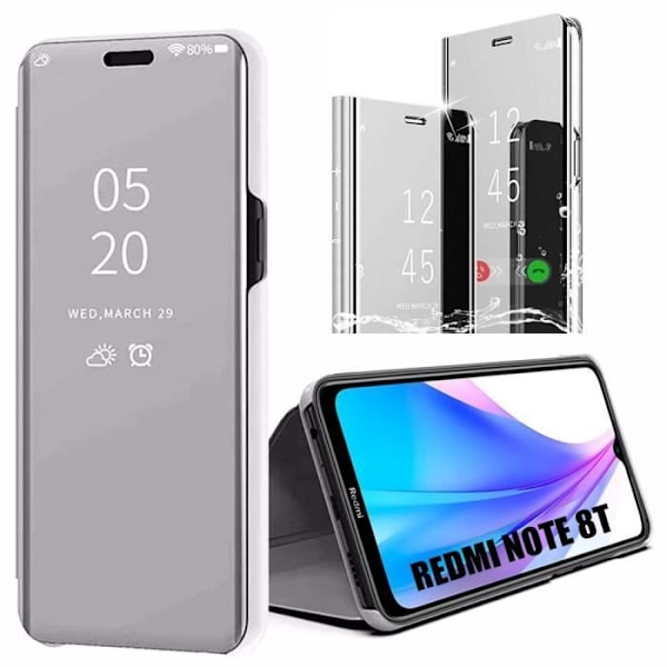 Etui til Redmi Note 8T (6,3") Trendy design spejleffekt Anti-shock forstærket beskyttelse sølv silver