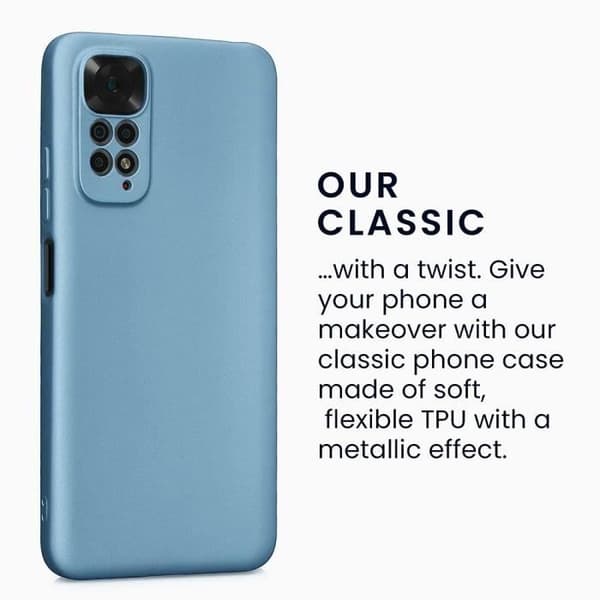 Coque Silicone - E.F.CONNECTION - För Xiaomi Redmi Note 11-11S - Stötdämpande - Rep-skydd - Antislip-textur Blå