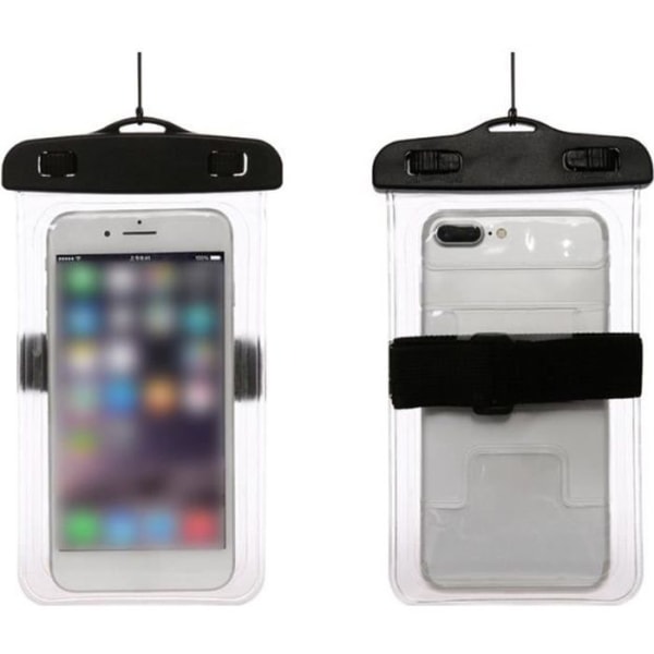 Vattentät telefonväska [IPX8] Vattentätt fodral/fodral/fodral Universal smartphoneväska skydd för 5,1 till 6,0 tum - transparent