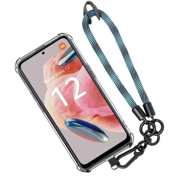 Fodral till Xiaomi Redmi Note 12 4G - Transparent Stötsäker anti-skrapa med avtagbar rem Blå