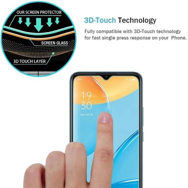 Skärmskydd - E.F.ANSLUTNING - OPPO A15 - Set om 3 - Härdat glas - Reptålig Transparent