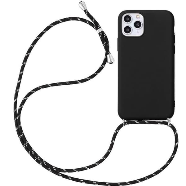 Coque - EF CONNECTION - för iPhone 11 Pro Max - Silikon Mjuk - Anti-rip - Svart Snodd Svart
