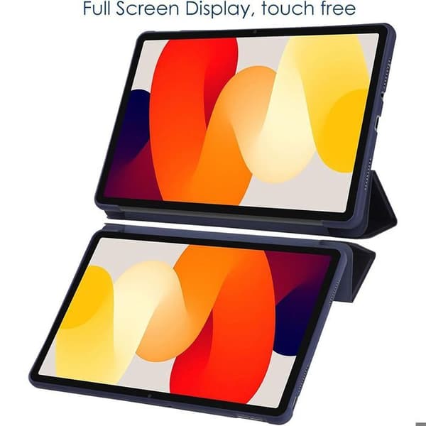 Coque + Härdat Glas - för Xiaomi Redmi Pad SE - Repfritt Skydd - Fällbart Stöd - Mörkblå marinblå