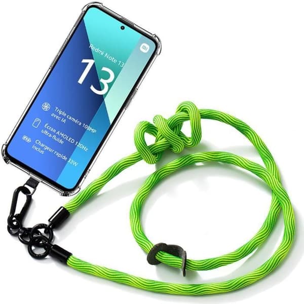 Coque - E.F.CONNECTION - för Xiaomi Redmi Note 13 4G - Stötbeständig Skydd - Avtagbar Sladd - Grön Grön