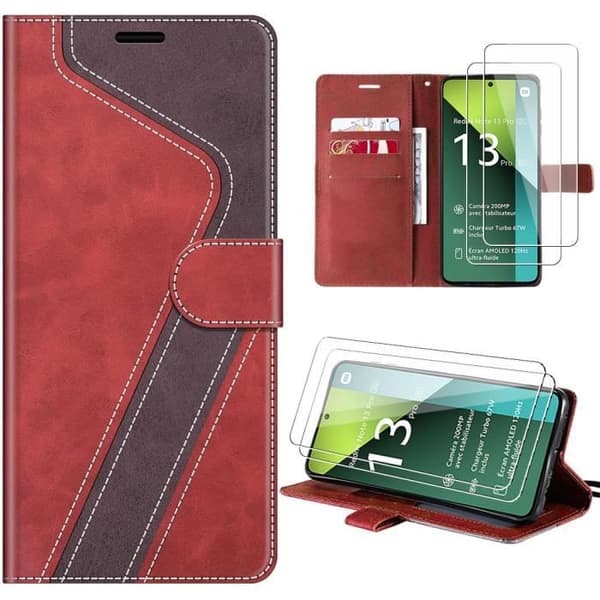 Coque - E.F.Connection - för Xiaomi Redmi Note 13 Pro 5G - Fälls skydd - Syntetisk - Röd Röd