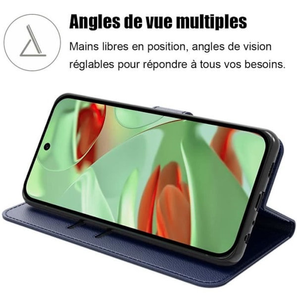 Helkroppsfodral för Google Pixel 9 Pro, marinblått PU-läderskydd Stötsäkert Anti-Scratch