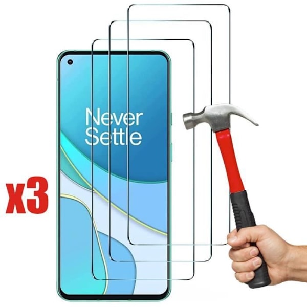 Skyddsglas - E.F.CONNECTION - One Plus 8T - 3-pack - Härdat glas - Represistent Transparent