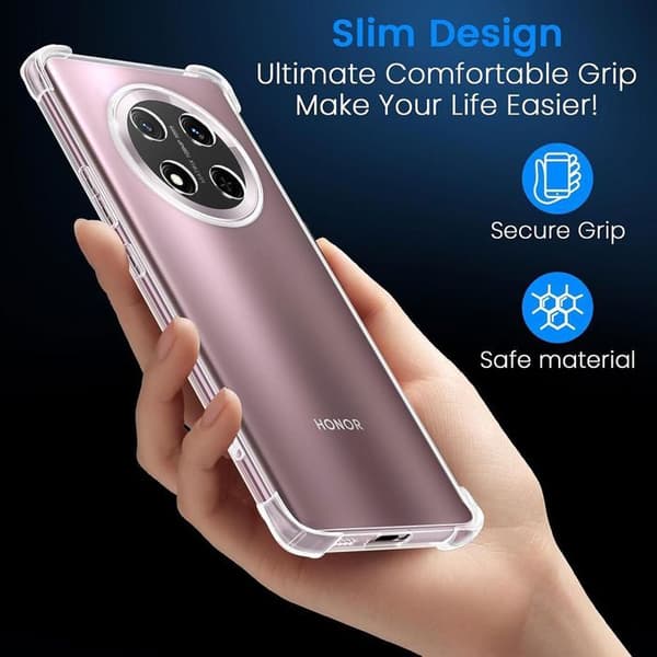 Skyddsfodral för Honor Magic 7 Lite, Silikon Stötsäkert Repfria Transparent Slim Förstärkta Transparent