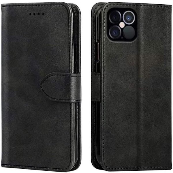 Coque Rabat - Premium - iPhone 12 (6,1") - 360° Skydd - Kortplats - Svart Svart