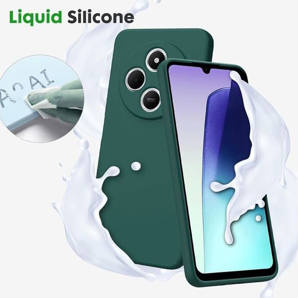 Coque för Xiaomi Redmi Note 14 5G - Grön Silikon Natt + 2 Härdat Glas - E.F.Connection® Nattgrönt