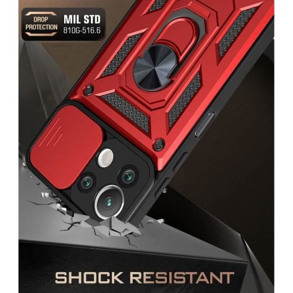 Fodral till Xiaomi Mi 11 Red Rigid Back Ring Anti-Scratch Förstärkt kant