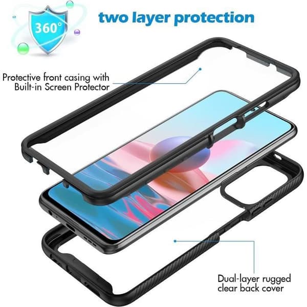 Coque - Redmi - Note 10 4G - 360 Graders Skydd - Förstärkt Kant - Hård