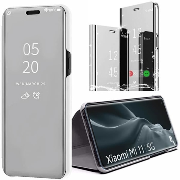 Etui til Xiaomi Mi 11 Beskyttelse foran og bagpå Smart Case Clear View - Sølv Silver