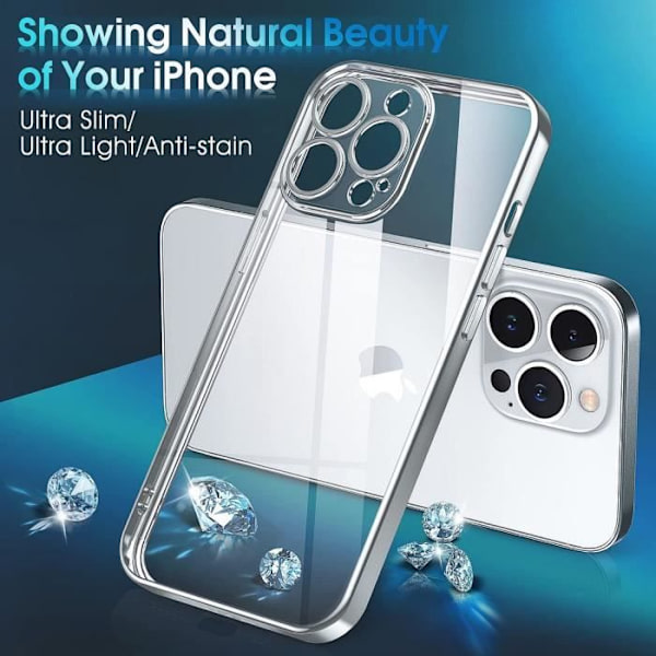 Etui til iPhone 14 Pro Silver Silikone og 2 glas skærmbeskytter