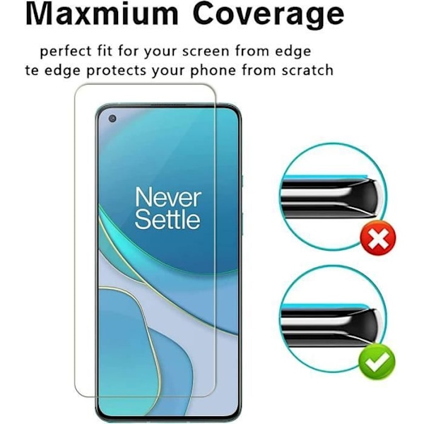 Paket med 4 härdat glas för One Plus 8T (6,55 tum) Anti-Trace Screen Films Fönster i härdat glas Transparent