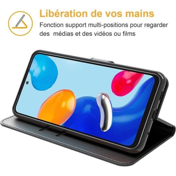 Beskyttelsesskal - Redmi - Note 11/Note 11S - Sort - Læderlook - 360° beskyttelse Svart