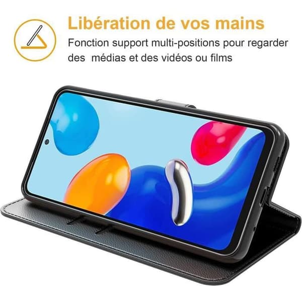 Skyddsfodral - E.F.CONNECTION - för Redmi Note 11/Note 11S - Svart - Läderlook - 360° skydd Svart