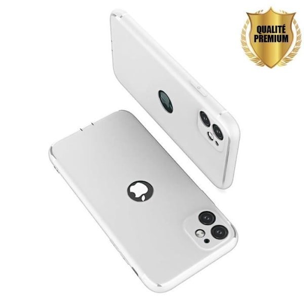 PACK Fodral för iPhone 13 (6,1") Matt Elegant halvvit design + 1 härdat glas Vit