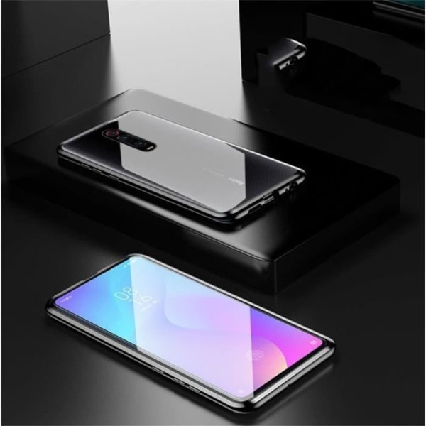 Etui til Redmi 9 (6,53") Magnetisk hærdet glas Fuld beskyttelse Magnetisk Anti-Shock Sort Svart