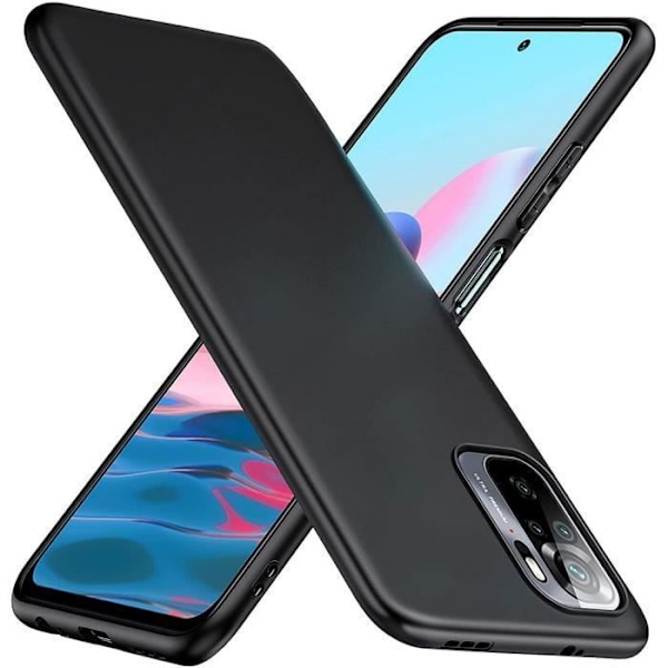 Skyddsfodral för Redmi Note 10 4G - E.F.CONNECTION - Mjuk silikon - Svart - Härdat glas Svart