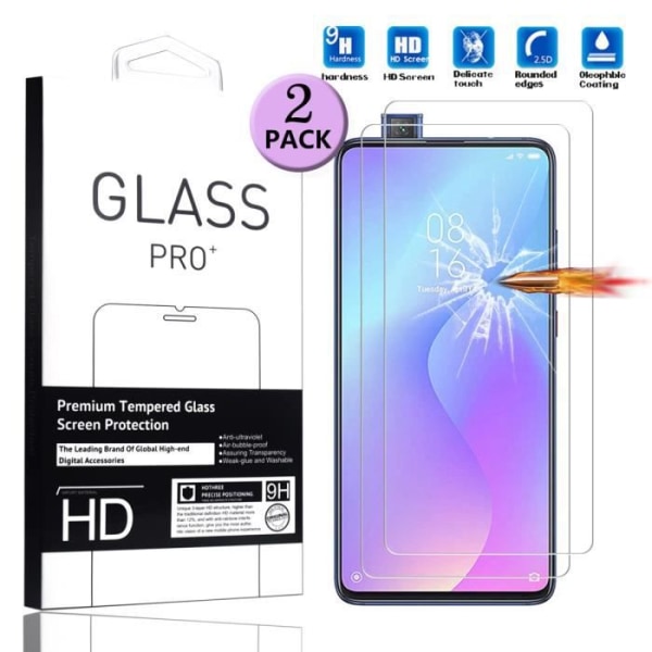 [2 stykker] Til Xiaomi Mi 9T hærdet glas beskyttelsesfilm skærmbeskytter Xiaomi Mi 9T 2019 6,39" -2 stk.