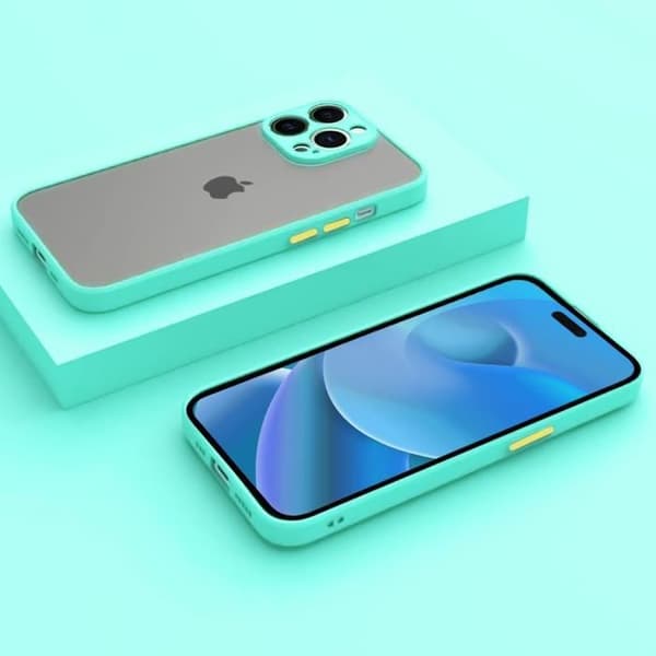 Skyddsskal - Silikon - för iPhone 14 Pro - Turkos - Stöttålig - 2 Härdade Glas Ingår Turkos