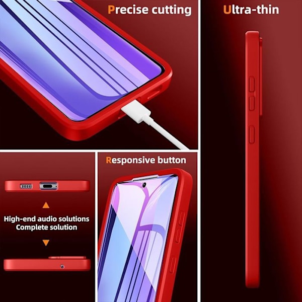 Överdrag för Xiaomi Redmi Note 13 Pro Plus 5G/Note 13 Pro+ 5G, Heltäckande Stötbeständig Skydd - Röd Röd