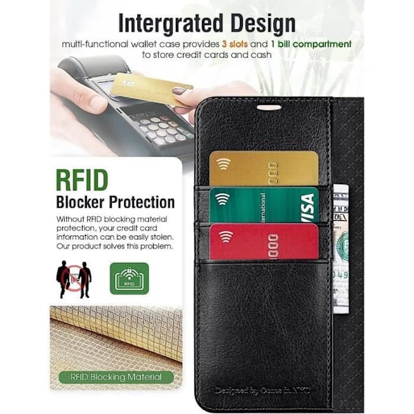 Cover til Google Pixel 7 Anti-Scratch Card Holder Blødt PU-læder 360 grader - sort Svart