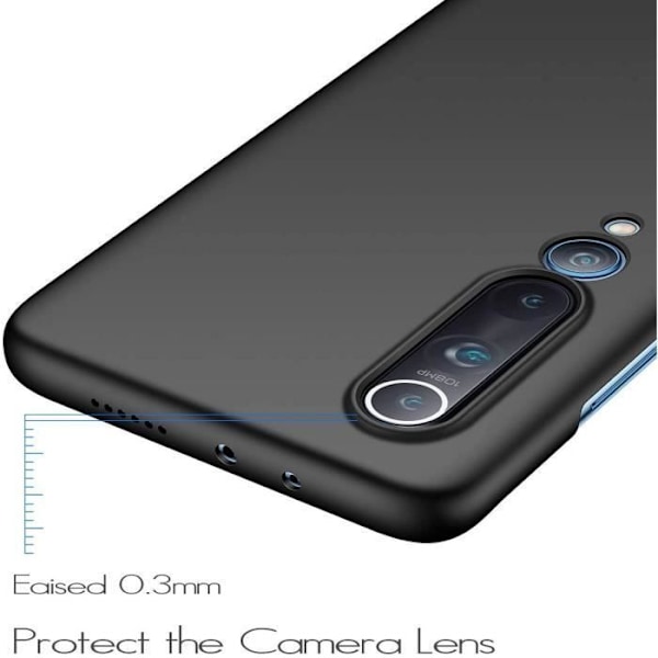 Coque - E.F.Connection - til Xiaomi Mi 10 Pro (6,67") - Sæt med 2 hærdet glas - blød ensfarvet komfortabel sort Svart