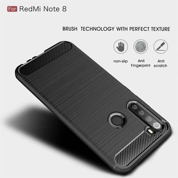 Coque - Xiaomi - Redmi Note 8 - Carbonfiber - Stødabsorberende - Blød - Sort Svart