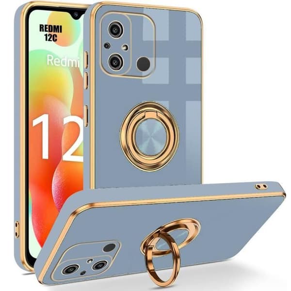 Coque - E.F.CONNECTION - För Xiaomi Redmi 12C - Hybridsilikon - Stötresistent - Rotationsstöd 360° Blå