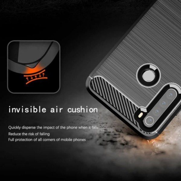 Til Xiaomi Redmi Note 8 6.3": Børstet Carbon Fiber TPU Silikone Cover - SORT