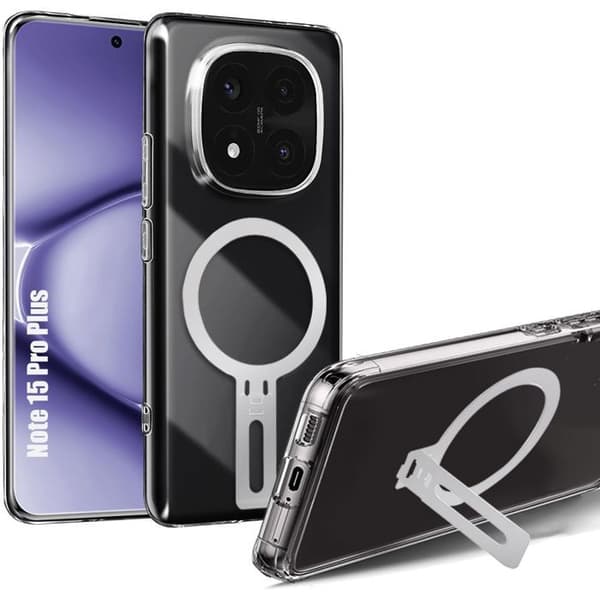 Skyddsfodral för Xiaomi Redmi Note 15 Pro Plus 5G, Stötsäker Silikon med Justerbart Stöd Transparent