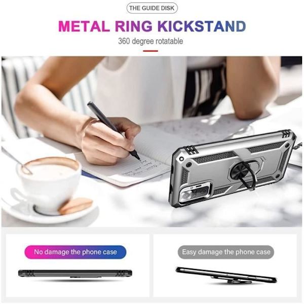 Coque - Redmi - Note 10Pro 4G - Stå, Stöd - Förstärkt Skydd - Silver Silver