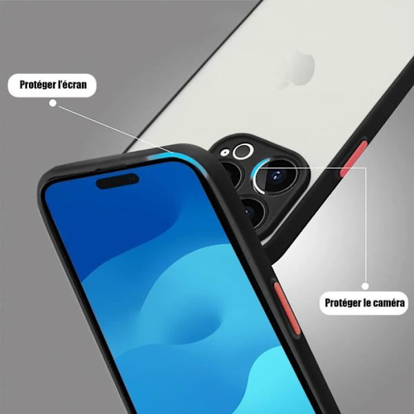 Skal till iPhone 15 Pro Max Skydd Ultratunn Stötsäker Anti-Scratch Matt - Svart