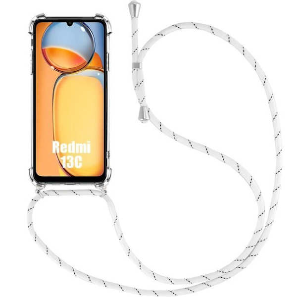 Siliconcase - Xiaomi - Redmi 13C - Stötsäker - Transparent - Justerbar Snodd Transparent