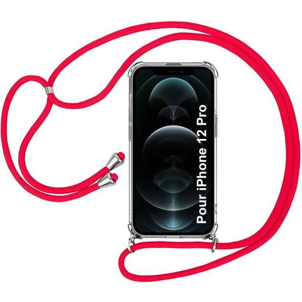Skyddsskal - E.F.CONNECTION - för iPhone 12 Pro - Mjuk - Stötsäker - Transparent-Röd Transparent-Röd