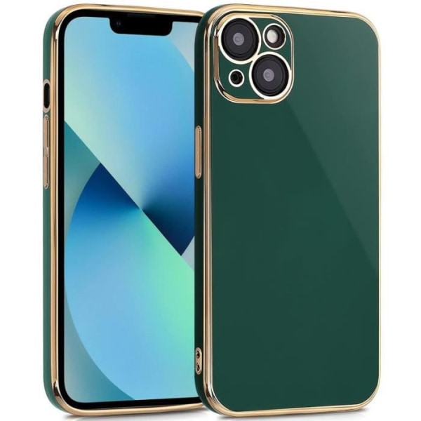 Cover til iPhone 13 (6.1") Midnatsgrøn Stødsikker luksus guldkant TPU Anti-ridse Elegant Midnattsgrönt