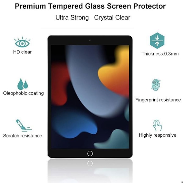 Sikkerhedsglas til iPad 10,2 Tommer (7/8/9. Generation, 2019/2020/2021) - Transparent ridsefast skærmbeskyttelse
