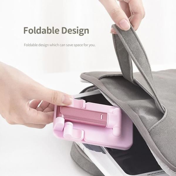 Mobiltelefonhållare Inställning Stativ Bordsdocka för Samsung iPhone Huawei Redmi - Rosa Rosa