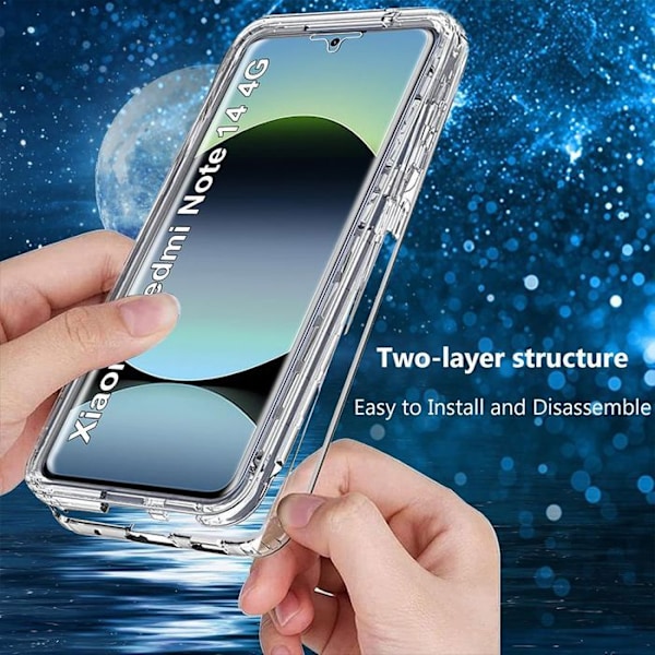 Coque til Xiaomi Redmi Note 14 4G (ikke til 5G) Fuld beskyttelse Stødabsorberende Silikone PC Transparent Transparent