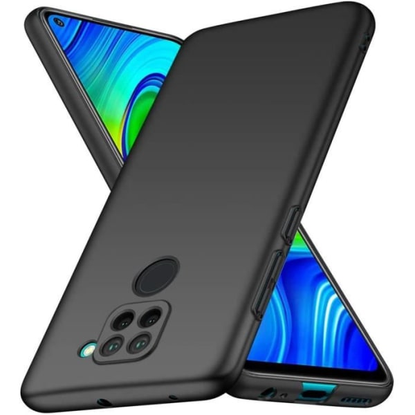 Xiaomi Redmi Note 9 etui + hærdet glas skærmbeskytter, sort meget tyndt beskyttelsescover Hard Cover Cover Cover til