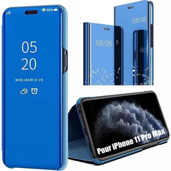 Skyddsfodral för iPhone 11 Pro Max - E.F.CONNECTION - Spegeleffekt fram - Stel - Blå Blå