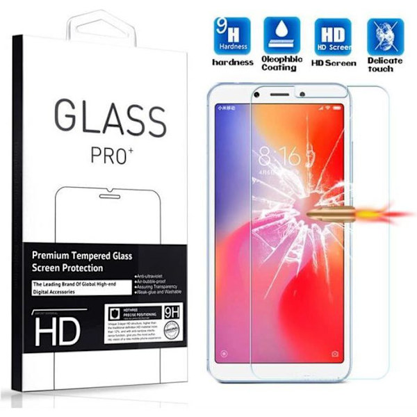 Skärmskydd - Xiaomi - Redmi 6 - Härdat glas - Repmotståndskraftig - 1 paket